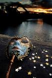 Venetian Mask By The River Bridge With Sunset-passigatti-Premium Giclee Print