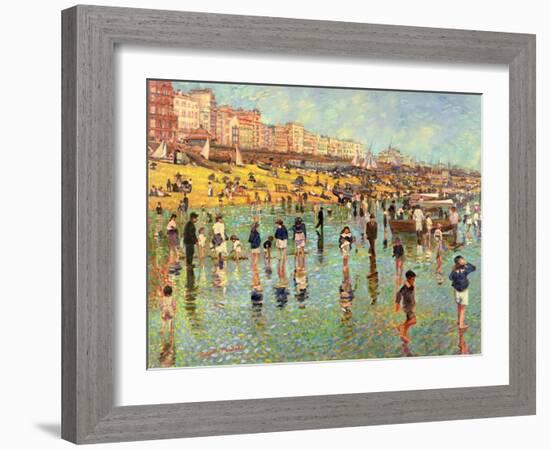 Passing Time on Brighton Beach-Robert Tyndall-Framed Giclee Print