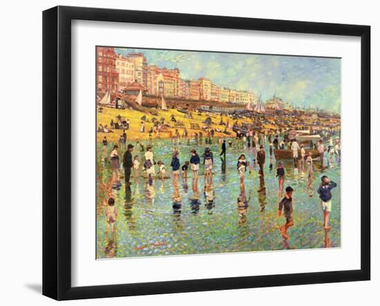 Passing Time on Brighton Beach-Robert Tyndall-Framed Giclee Print