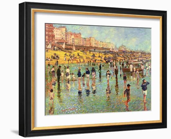 Passing Time on Brighton Beach-Robert Tyndall-Framed Giclee Print