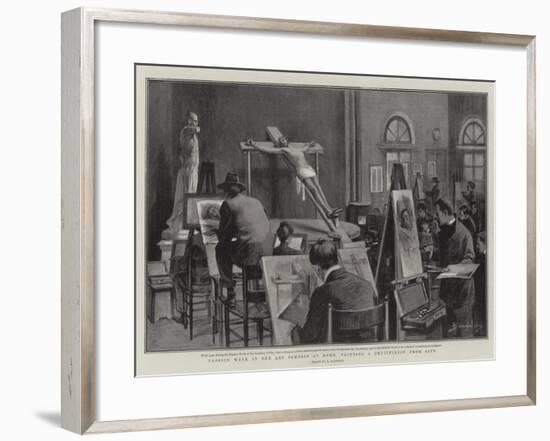 Passion Week in the Art Schools at Rome, Painting a Crucifixion from Life-null-Framed Giclee Print