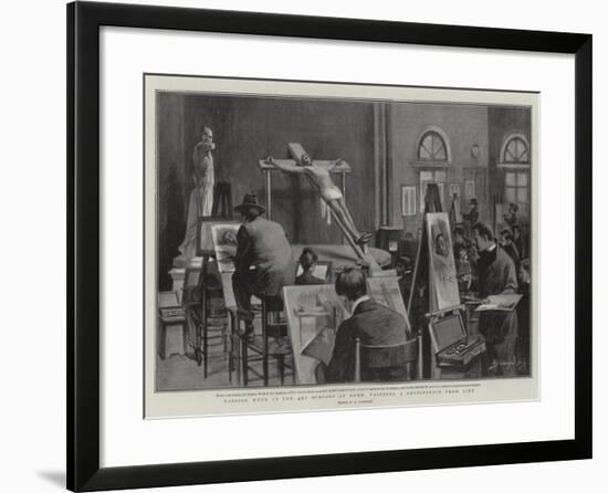 Passion Week in the Art Schools at Rome, Painting a Crucifixion from Life-null-Framed Giclee Print