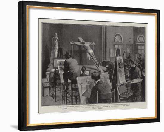 Passion Week in the Art Schools at Rome, Painting a Crucifixion from Life-null-Framed Giclee Print