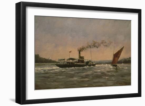 Past on the Medway (Featuring a Restored Paddle Steamer, Kingswear Castle)-Vic Trevett-Framed Giclee Print