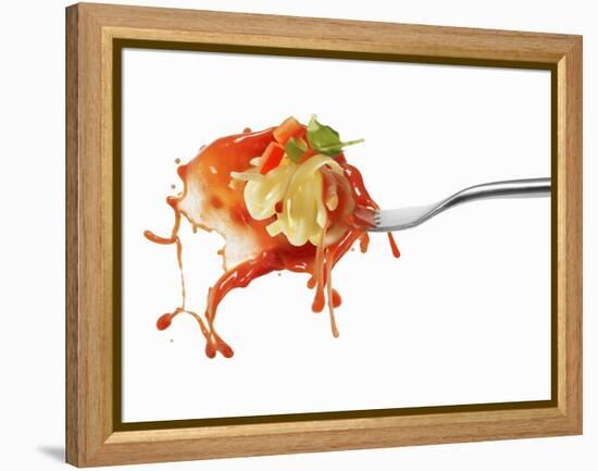 Pasta and Squirted Tomato Sauce on a Fork-Kröger & Gross-Framed Premier Image Canvas