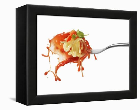 Pasta and Squirted Tomato Sauce on a Fork-Kröger & Gross-Framed Premier Image Canvas