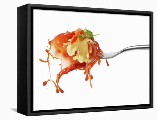 Pasta and Squirted Tomato Sauce on a Fork-Kröger & Gross-Framed Premier Image Canvas