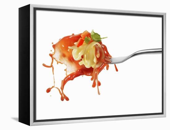 Pasta and Squirted Tomato Sauce on a Fork-Kröger & Gross-Framed Premier Image Canvas