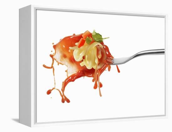 Pasta and Squirted Tomato Sauce on a Fork-Kröger & Gross-Framed Premier Image Canvas