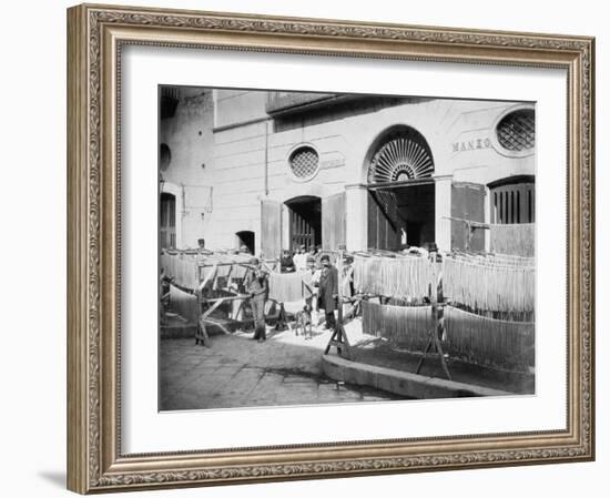 Pasta Drying in the Streets, Naples, 1897-null-Framed Photographic Print