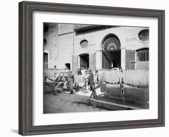 Pasta Drying in the Streets, Naples, 1897-null-Framed Photographic Print