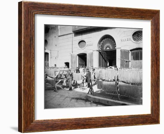 Pasta Drying in the Streets, Naples, 1897-null-Framed Photographic Print