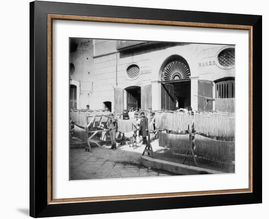 Pasta Drying in the Streets, Naples, 1897-null-Framed Photographic Print