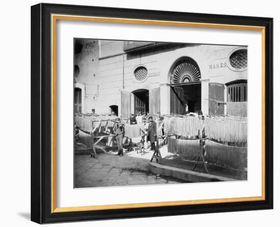 Pasta Drying in the Streets, Naples, 1897-null-Framed Photographic Print