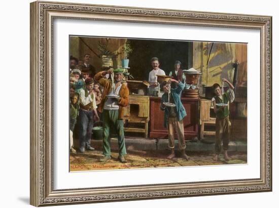 Pasta-Eating Contest, Naples, Italy-null-Framed Art Print