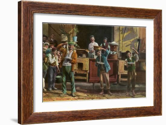 Pasta-Eating Contest, Naples, Italy-null-Framed Art Print