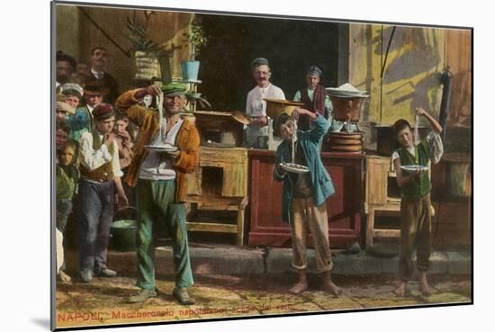 Pasta-Eating Contest, Naples, Italy-null-Mounted Art Print