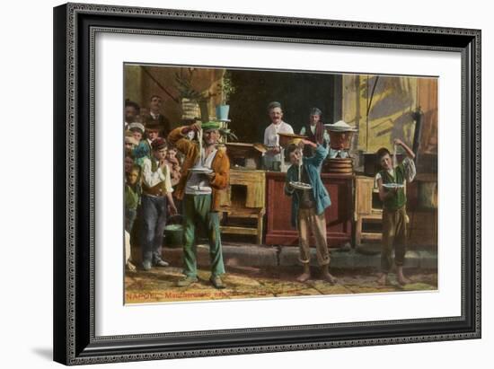 Pasta-Eating Contest, Naples, Italy-null-Framed Art Print