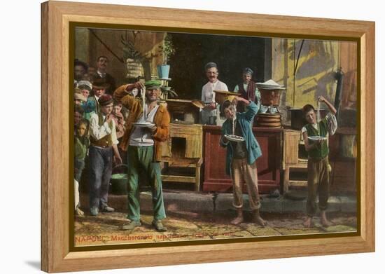 Pasta-Eating Contest, Naples, Italy-null-Framed Stretched Canvas