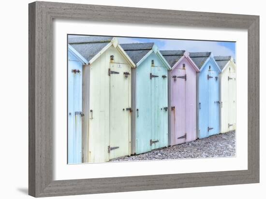 Pastel Colored Beach Cabins-Cora Niele-Framed Photographic Print
