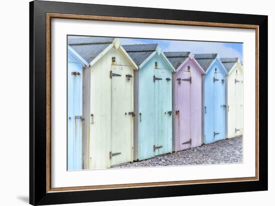 Pastel Colored Beach Cabins-Cora Niele-Framed Photographic Print