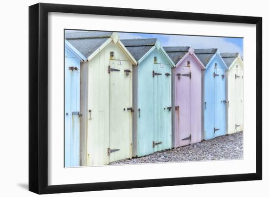 Pastel Colored Beach Cabins-Cora Niele-Framed Photographic Print