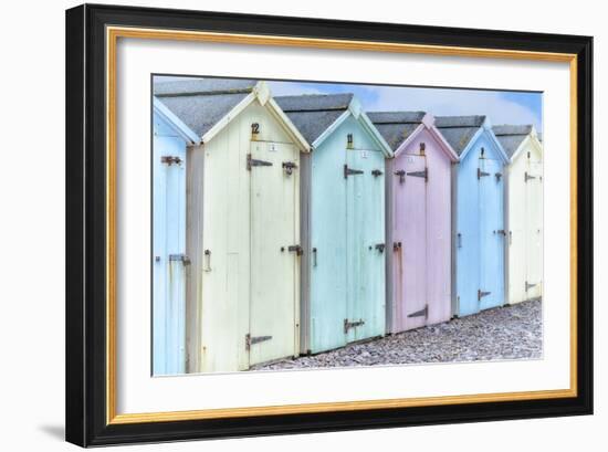 Pastel Colored Beach Cabins-Cora Niele-Framed Photographic Print