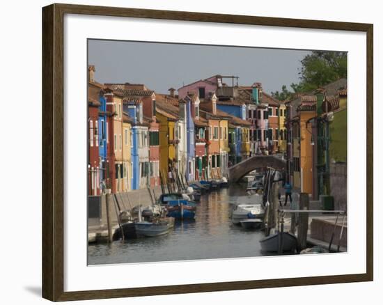 Pastel Coloured Houses Alongside a Canal in Burano, Venetian Lagoon, Venice, Veneto-James Emmerson-Framed Photographic Print