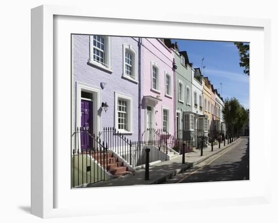 Pastel Coloured Terraced Houses, Bywater Street, Chelsea, London, England, United Kingdom, Europe-Stuart Black-Framed Photographic Print