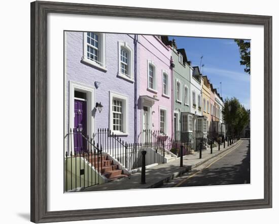 Pastel Coloured Terraced Houses, Bywater Street, Chelsea, London, England, United Kingdom, Europe-Stuart Black-Framed Photographic Print