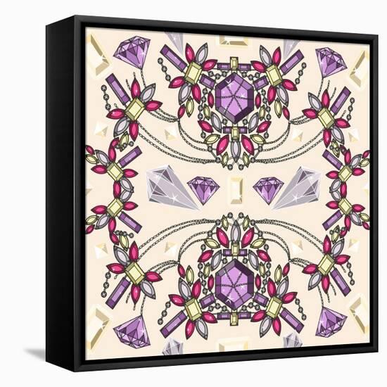 Pastel Jewelery Necklace Kaleidoscope Pattern-cherry blossom girl-Framed Stretched Canvas