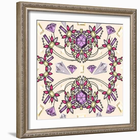 Pastel Jewelery Necklace Kaleidoscope Pattern-cherry blossom girl-Framed Art Print