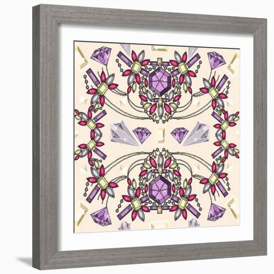 Pastel Jewelery Necklace Kaleidoscope Pattern-cherry blossom girl-Framed Art Print