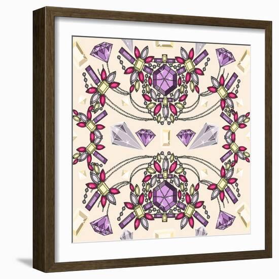 Pastel Jewelery Necklace Kaleidoscope Pattern-cherry blossom girl-Framed Art Print