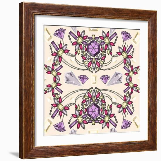 Pastel Jewelery Necklace Kaleidoscope Pattern-cherry blossom girl-Framed Art Print