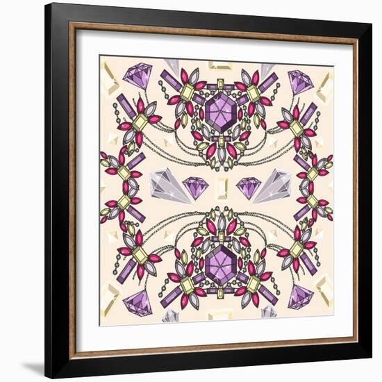 Pastel Jewelery Necklace Kaleidoscope Pattern-cherry blossom girl-Framed Art Print