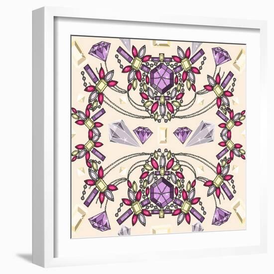 Pastel Jewelery Necklace Kaleidoscope Pattern-cherry blossom girl-Framed Art Print