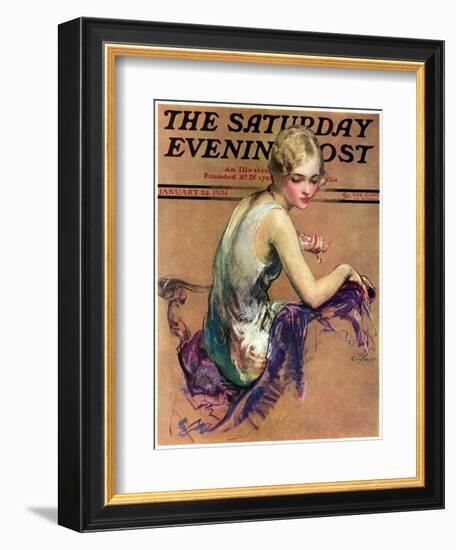 "Pastel Portrait," Saturday Evening Post Cover, January 24, 1931-Guy Hoff-Framed Giclee Print