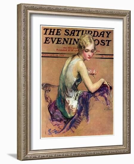 "Pastel Portrait," Saturday Evening Post Cover, January 24, 1931-Guy Hoff-Framed Giclee Print