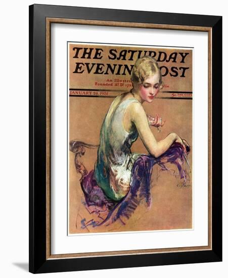 "Pastel Portrait," Saturday Evening Post Cover, January 24, 1931-Guy Hoff-Framed Giclee Print