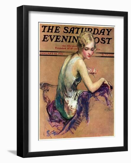 "Pastel Portrait," Saturday Evening Post Cover, January 24, 1931-Guy Hoff-Framed Giclee Print