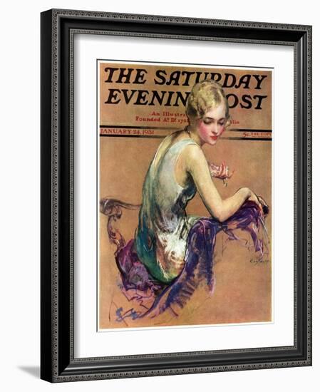 "Pastel Portrait," Saturday Evening Post Cover, January 24, 1931-Guy Hoff-Framed Giclee Print