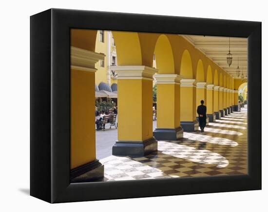 Pastel Shades and Colonial Architecture on the Plaza De Armas in Lima, Peru-Andrew Watson-Framed Premier Image Canvas