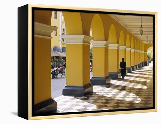 Pastel Shades and Colonial Architecture on the Plaza De Armas in Lima, Peru-Andrew Watson-Framed Premier Image Canvas