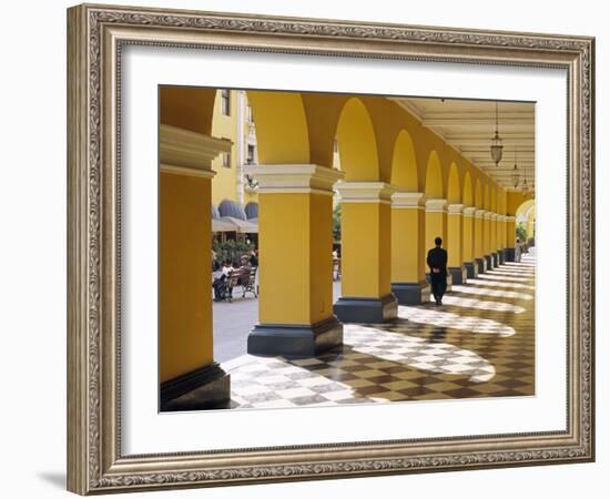 Pastel Shades and Colonial Architecture on the Plaza De Armas in Lima, Peru-Andrew Watson-Framed Photographic Print