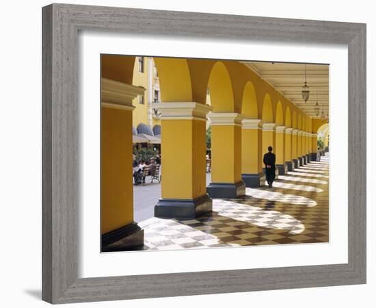 Pastel Shades and Colonial Architecture on the Plaza De Armas in Lima, Peru-Andrew Watson-Framed Photographic Print