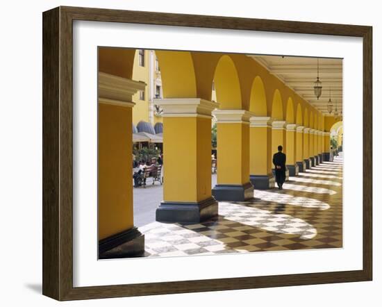 Pastel Shades and Colonial Architecture on the Plaza De Armas in Lima, Peru-Andrew Watson-Framed Photographic Print