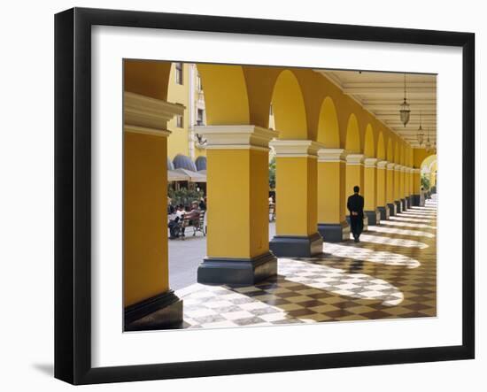 Pastel Shades and Colonial Architecture on the Plaza De Armas in Lima, Peru-Andrew Watson-Framed Photographic Print