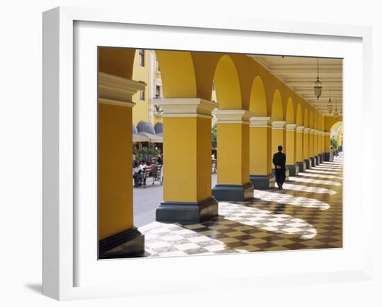 Pastel Shades and Colonial Architecture on the Plaza De Armas in Lima, Peru-Andrew Watson-Framed Photographic Print