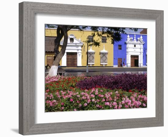 Pastel Shades and Wrought Iron Grillwork Dominate Colonial Architecture in Centre of Trujillo, Peru-Andrew Watson-Framed Photographic Print